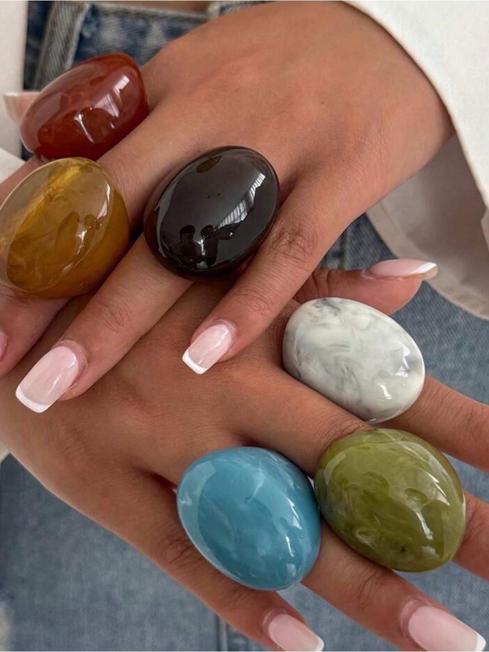 Statement Resin Dome Rings in Multicolor - Women Jewelry
